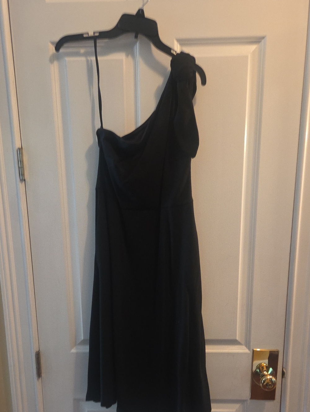 Banana Republic Black One-Shoulder Knot-Shoulder Dress